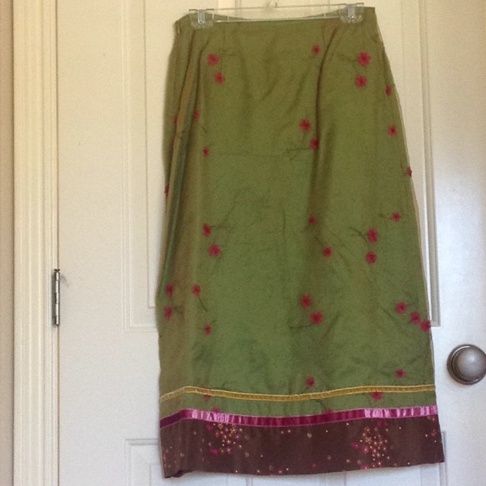 Vintage 90s silk A-line midi skirt